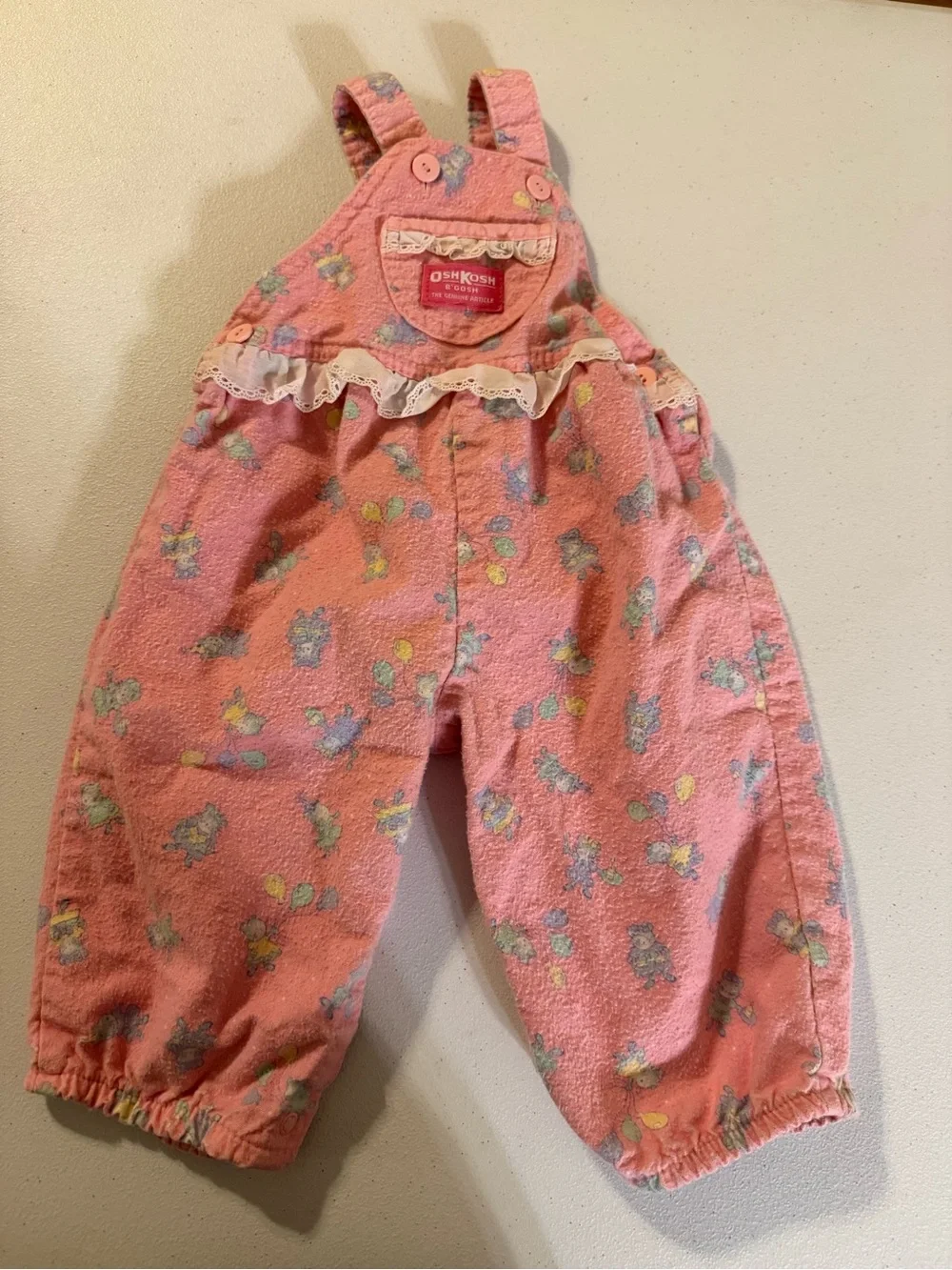 Vintage 90s Oshkosh B Gosh girls Pink Overalls birthday Cotton 18 Months USA